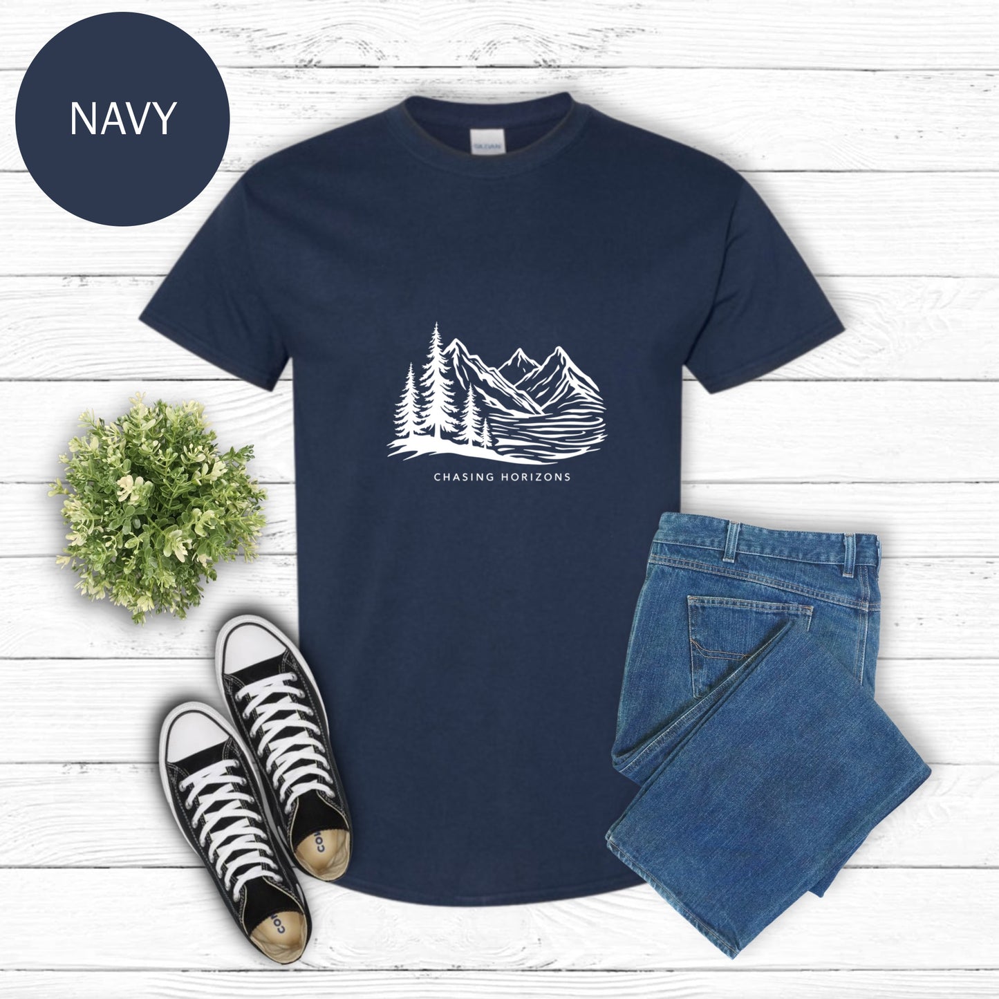 Chasing Horizons, Monochrome T-shirt design