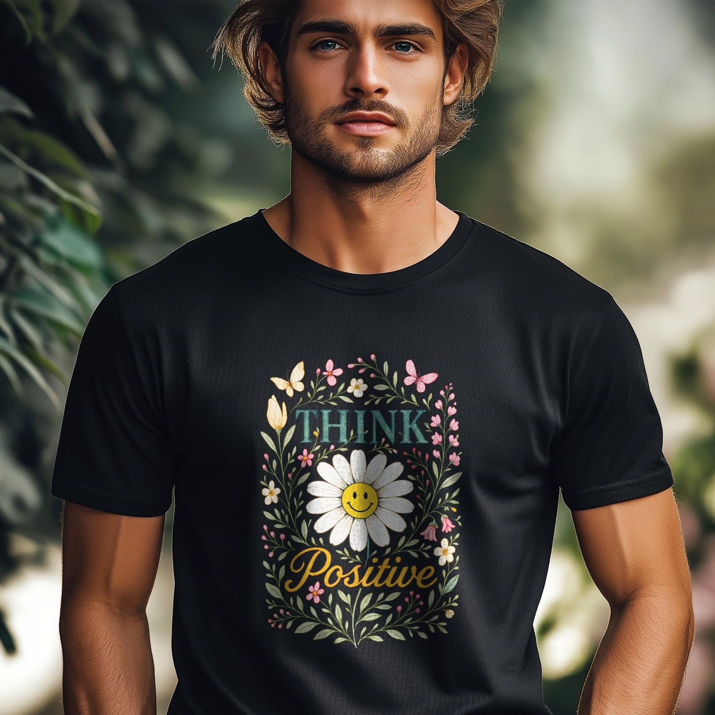 Think Positive Flowers T-Shirt - Trailblaze Shirts