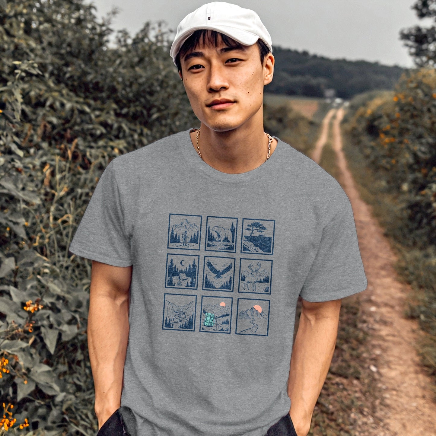 Minimal Line Art 9 Panels T-Shirt