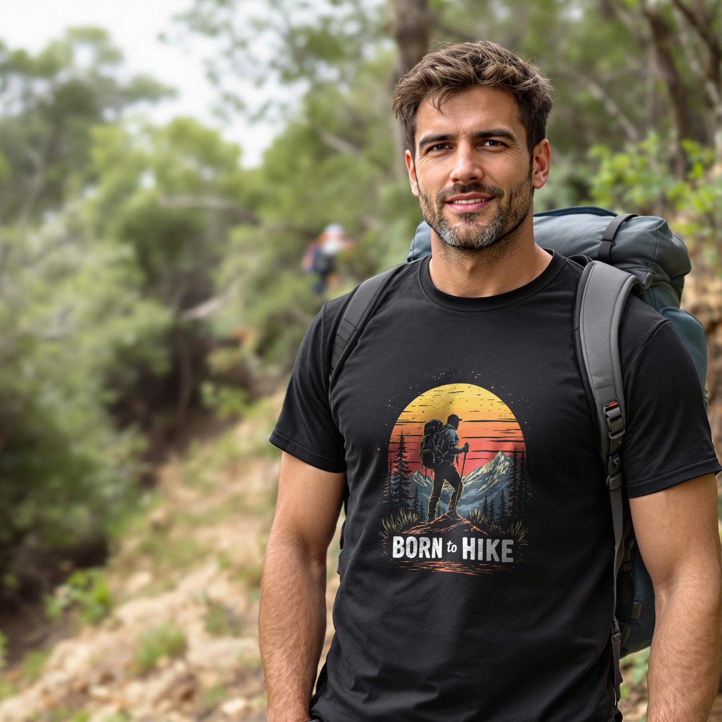 Man's Silhouette Born To Hike T-Shirt - Trailblaze Shirts