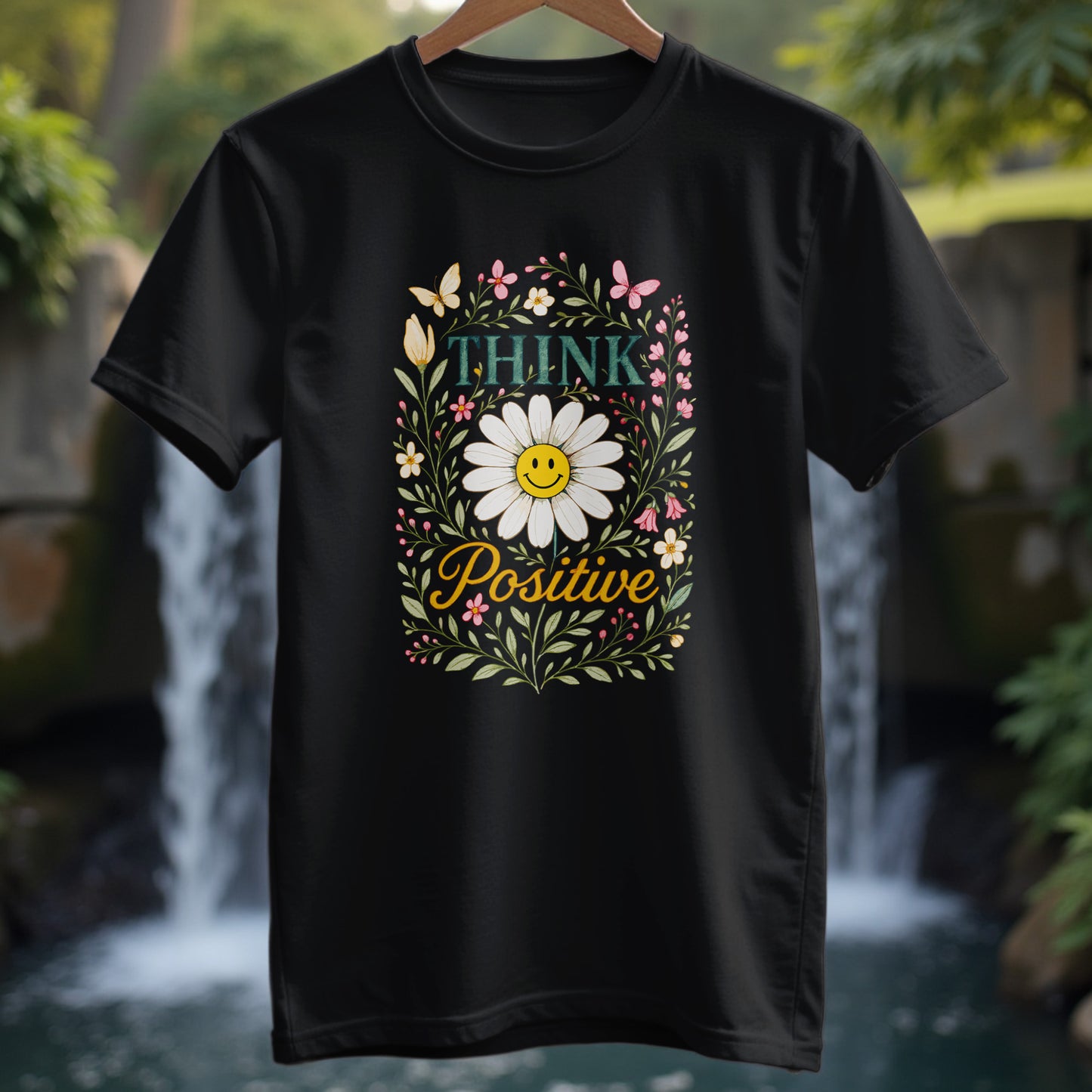 Think Positive Flowers T-Shirt - Trailblaze Shirts