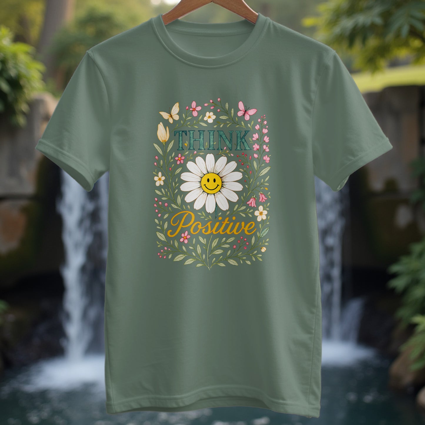 Think Positive Flowers T-Shirt - Trailblaze Shirts