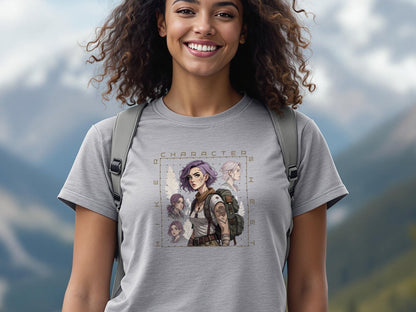 Girl Hiker Character Sheet T-shirt - Trailblaze Shirts