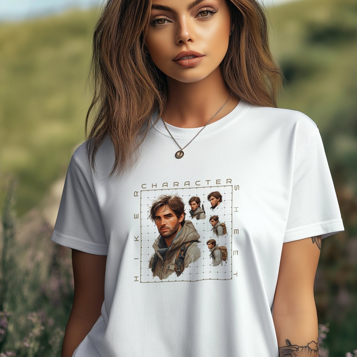 Man Hiker Character Sheet T-shirt - Trailblaze Shirts