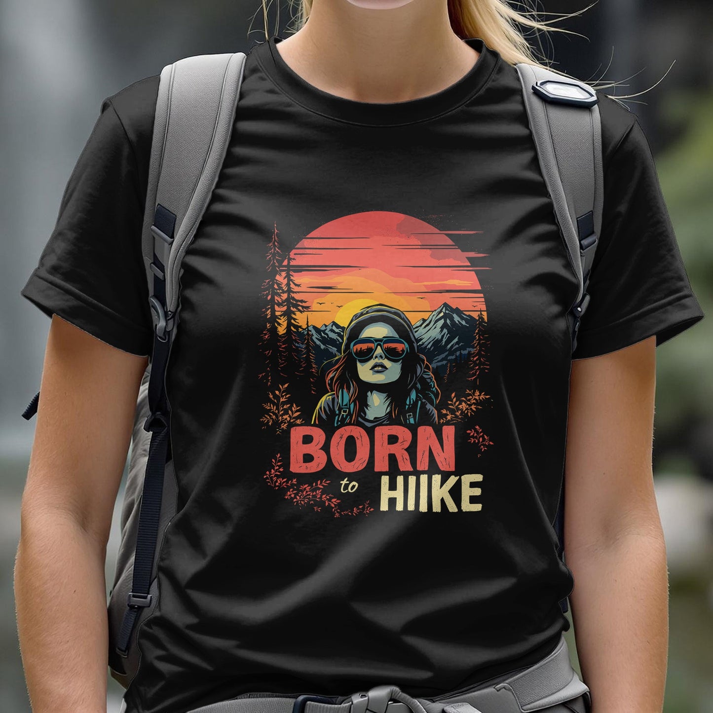 Woman's Portrait Born To Hike T-Shirt - Trailblaze Shirts