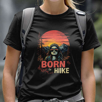 Woman's Portrait Born To Hike T-Shirt - Trailblaze Shirts
