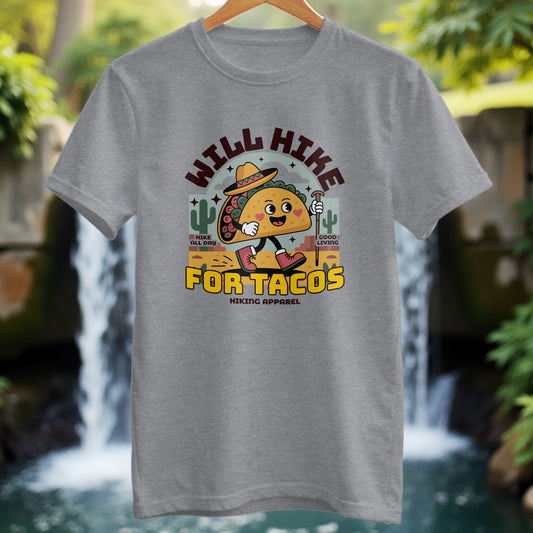 Hiking T-Shirt - Will Hike For Tacos - Trailblaze Shirts