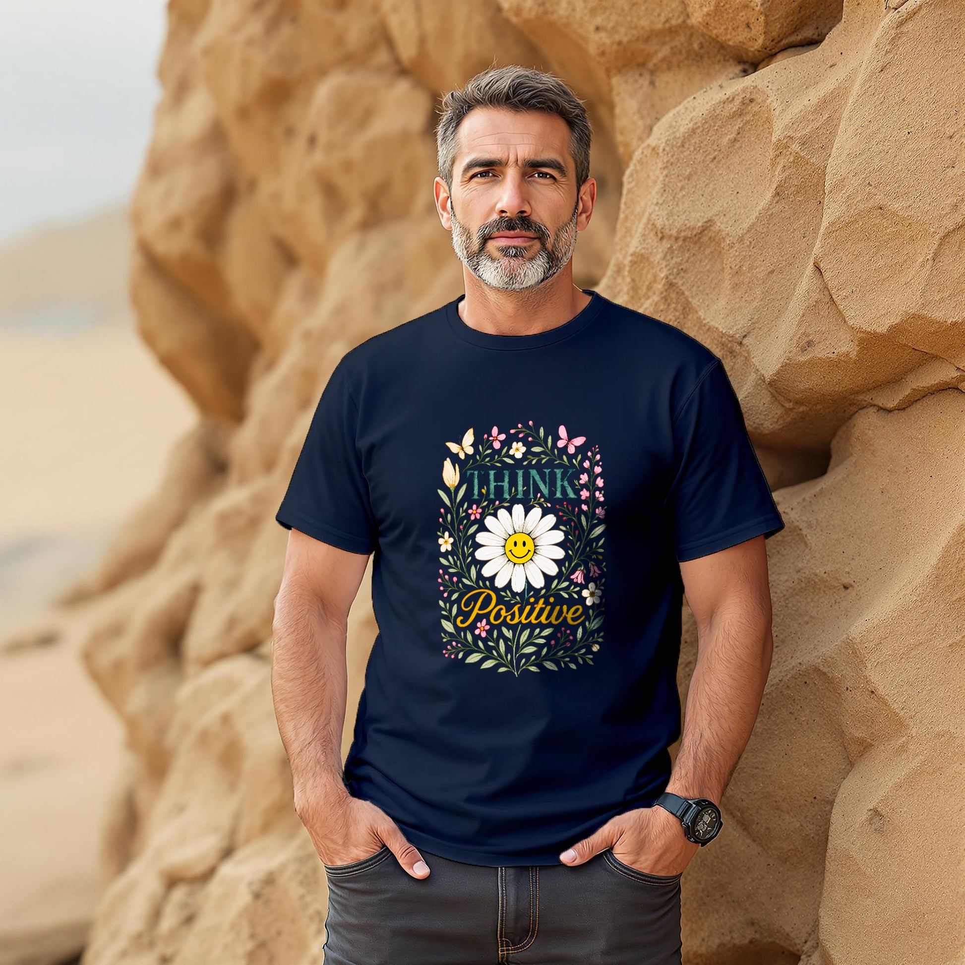 Think Positive Flowers T-Shirt - Trailblaze Shirts