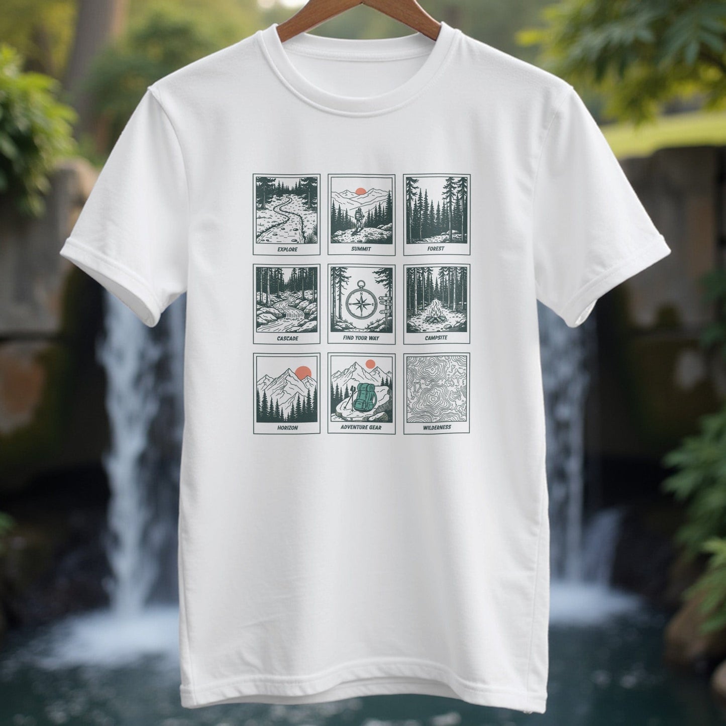 Minimal Line Art 9 Panels With Text T-Shirt