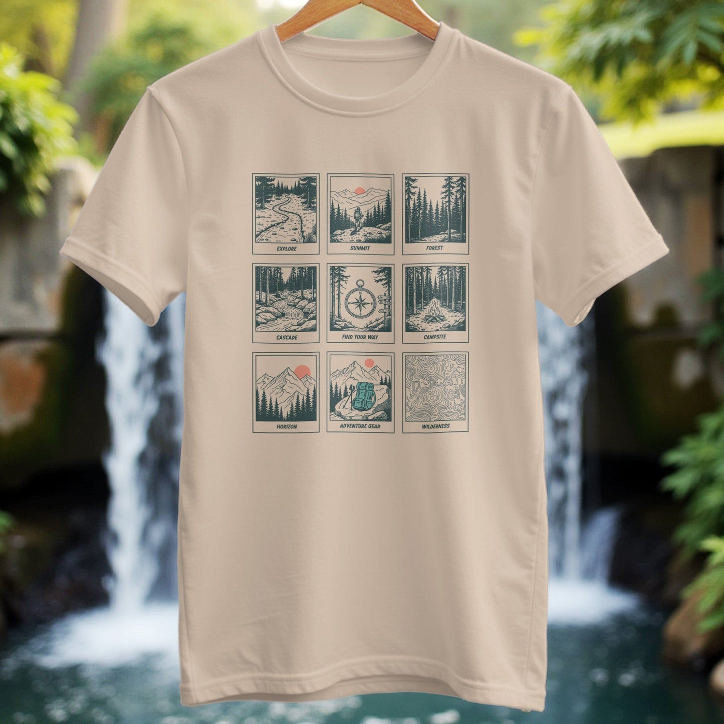 Minimal Line Art 9 Panels With Text T-Shirt