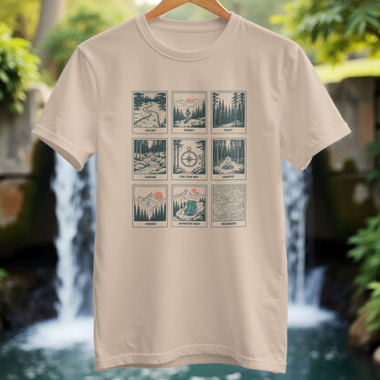 Minimal Line Art 9 Panels With Text T-Shirt