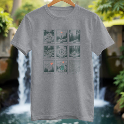 Minimal Line Art 9 Panels With Text T-Shirt