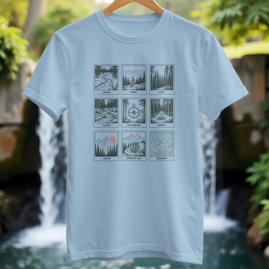 Minimal Line Art 9 Panels With Text T-Shirt