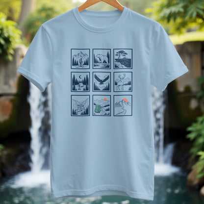 Minimal Line Art 9 Panels T-Shirt
