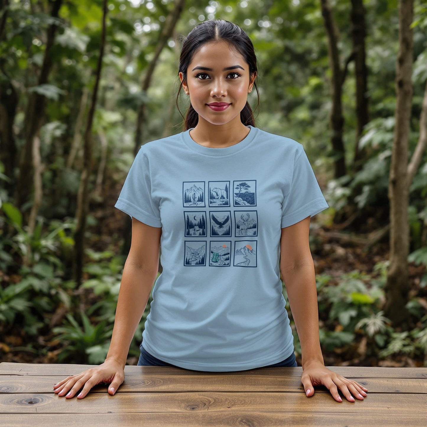 Minimal Line Art 9 Panels T-Shirt