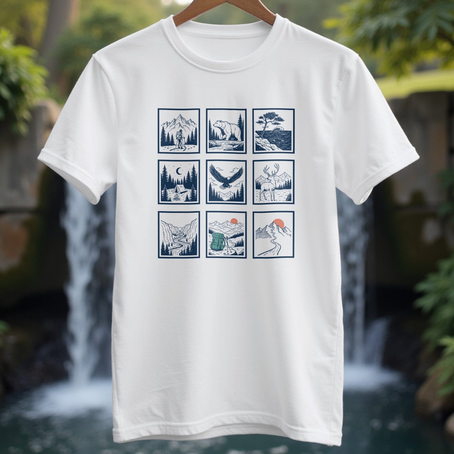 Minimal Line Art 9 Panels T-Shirt