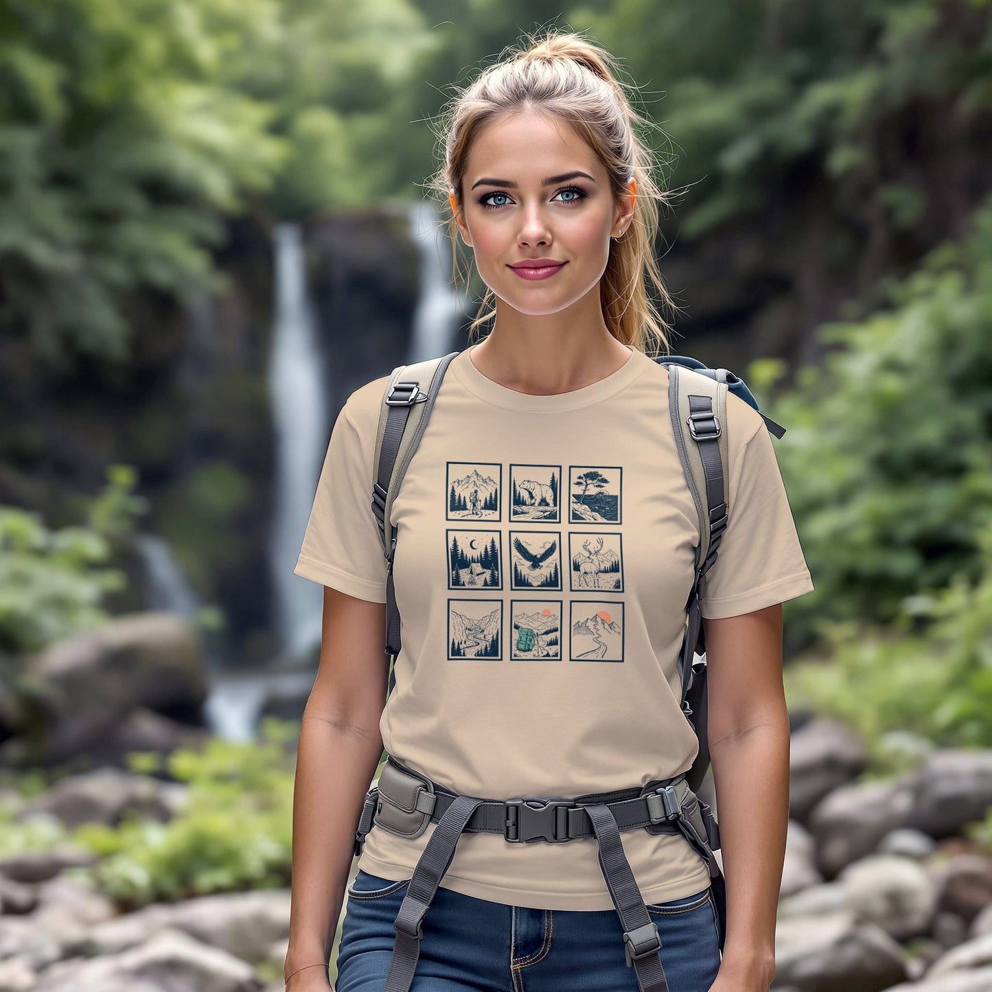 Minimal Line Art 9 Panels T-Shirt