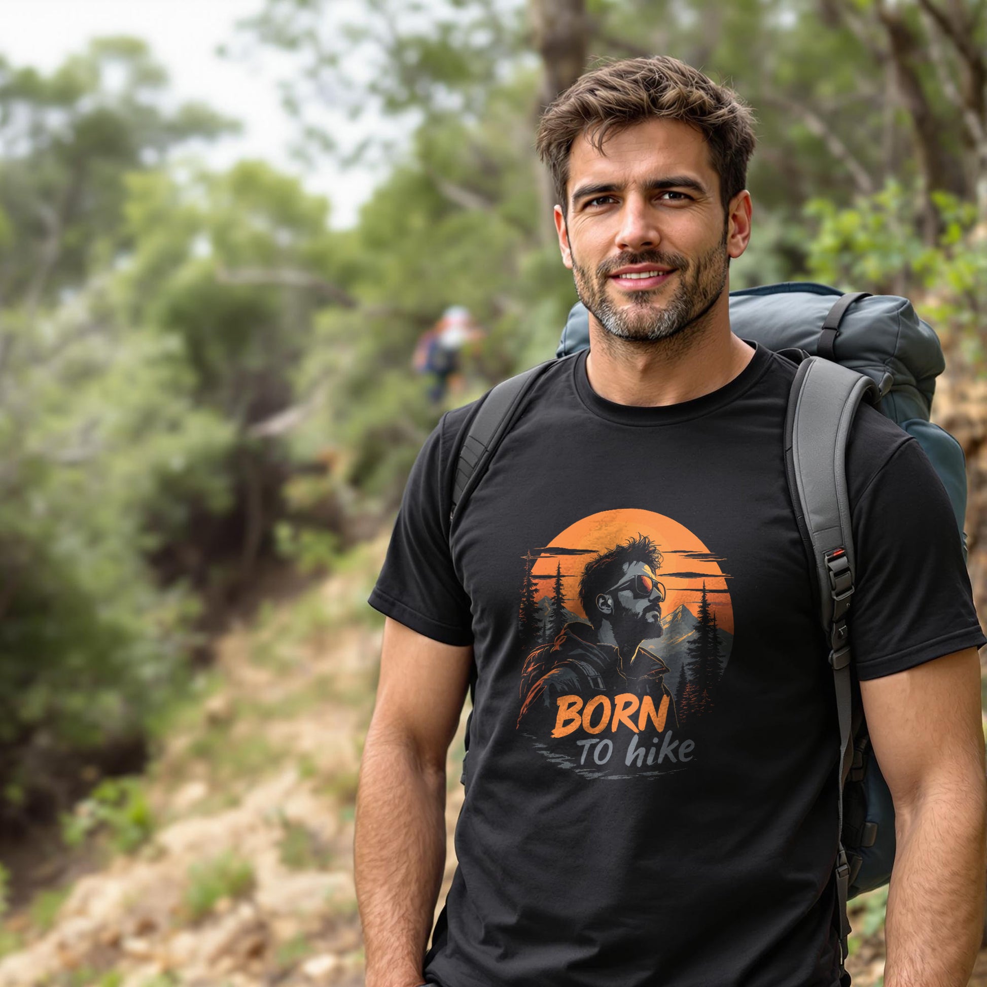 Man's Portrait Born To Hike T-Shirt - Trailblaze Shirts