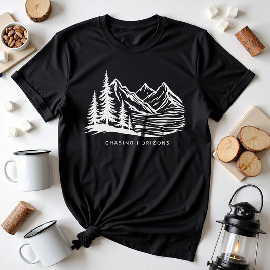 Chasing Horizons, Monochrome T-shirt design