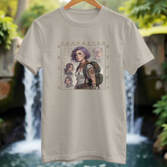Girl Hiker Character Sheet T-shirt - Trailblaze Shirts