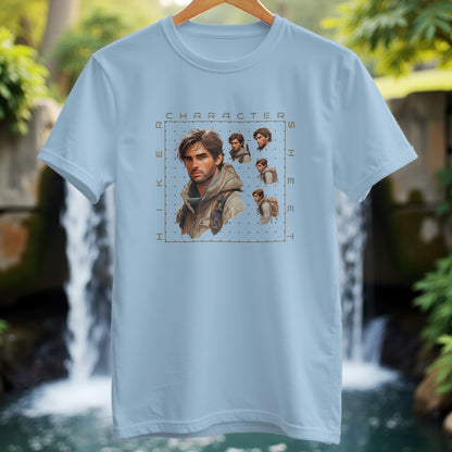 Man Hiker Character Sheet T-shirt - Trailblaze Shirts