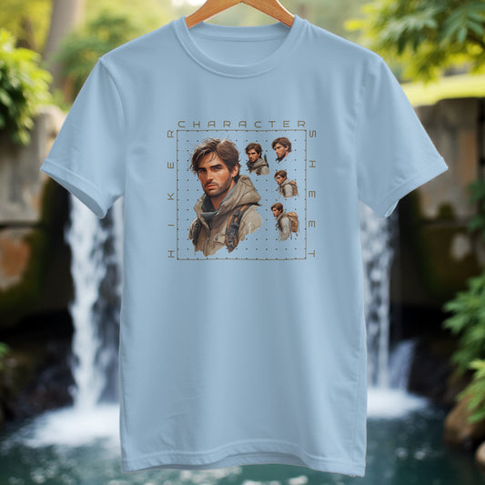 Man Hiker Character Sheet T-shirt - Trailblaze Shirts