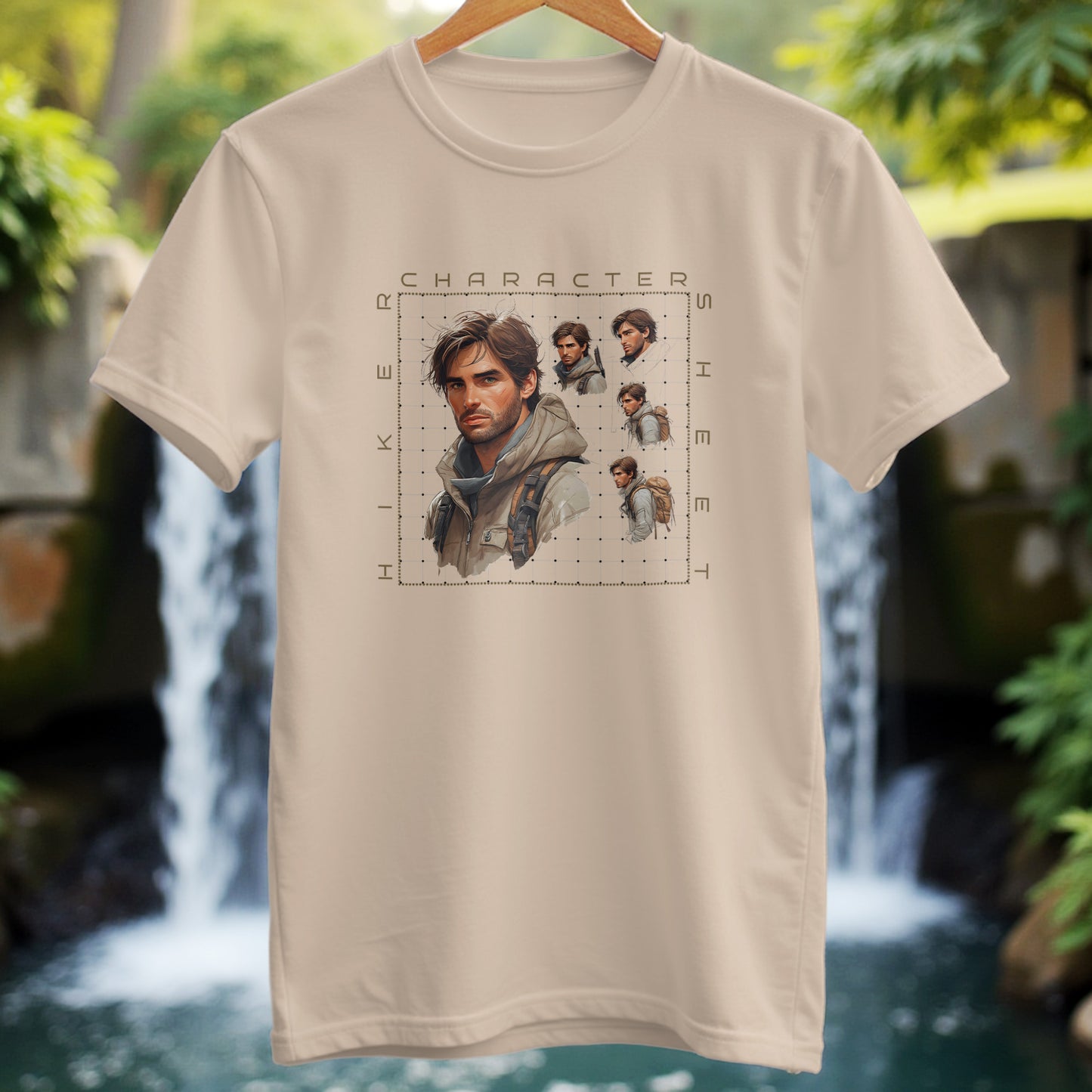Man Hiker Character Sheet T-shirt - Trailblaze Shirts