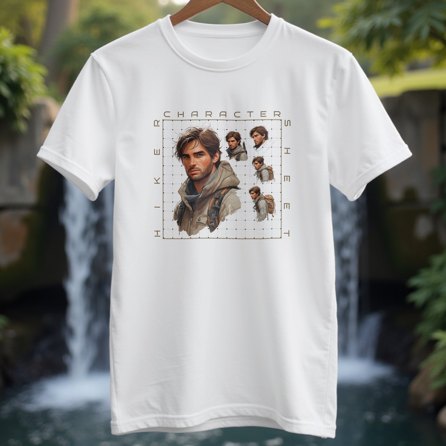 Man Hiker Character Sheet T-shirt - Trailblaze Shirts