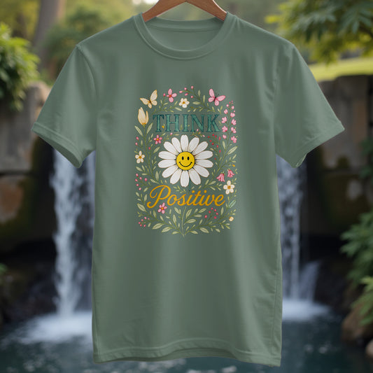 Think Positive Flowers T-Shirt - Trailblaze Shirts